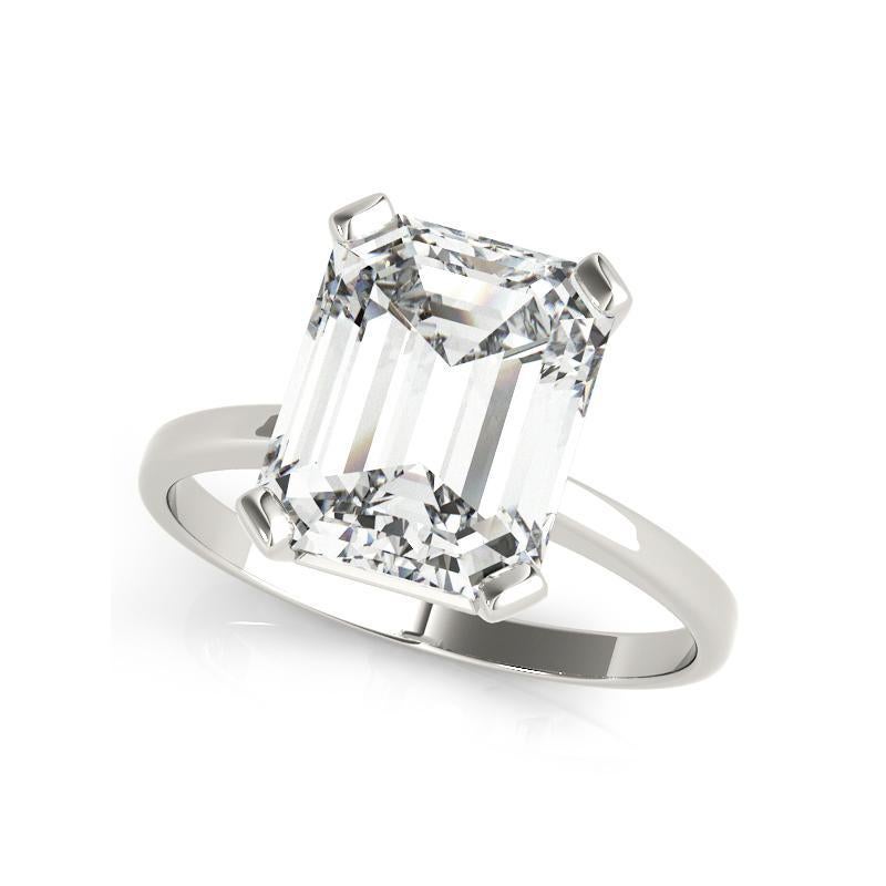 Emerald Cut GIA 1.2 Carat Emerald Solitaire Basket 4-Prong  Diamond Ring For Sale