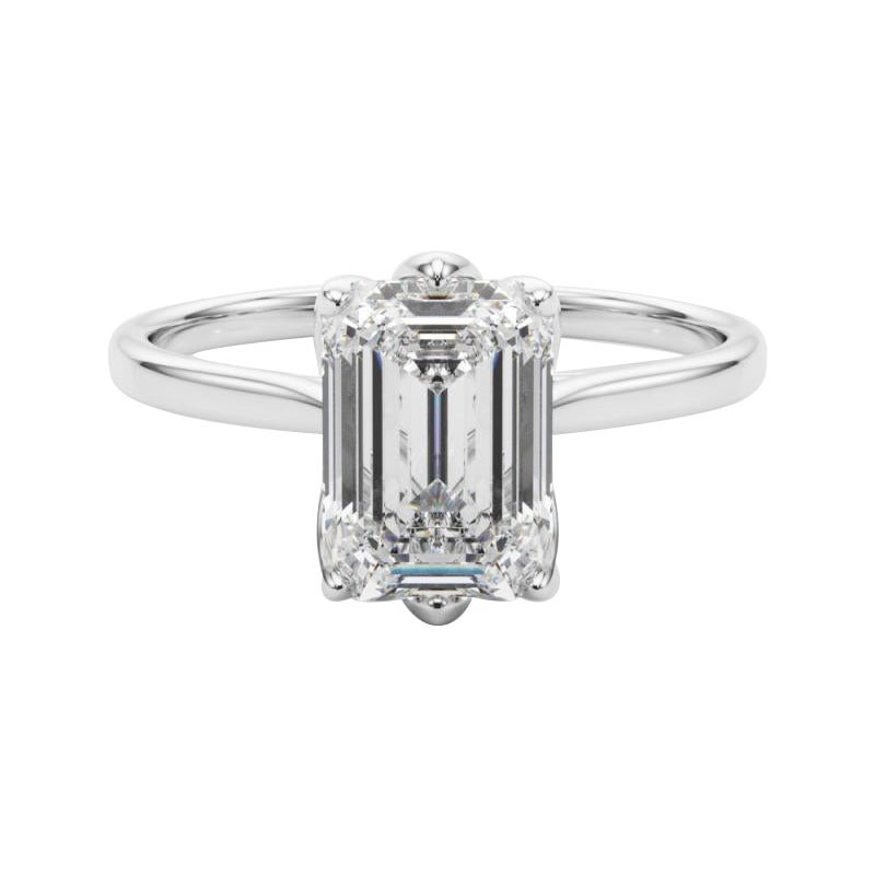 GIA 1,2 Karat Smaragd Solitär Kathedrale Tulpe 18K Weißgold Diamantring