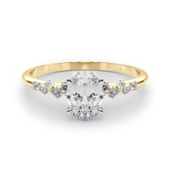 GIA 1,2 Karat Oval Cluster Trellis Solitär 18K Gelbgold Diamantring
