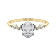 GIA 1,2 Karat Oval Cluster Trellis Solitär 18K Gelbgold Diamantring