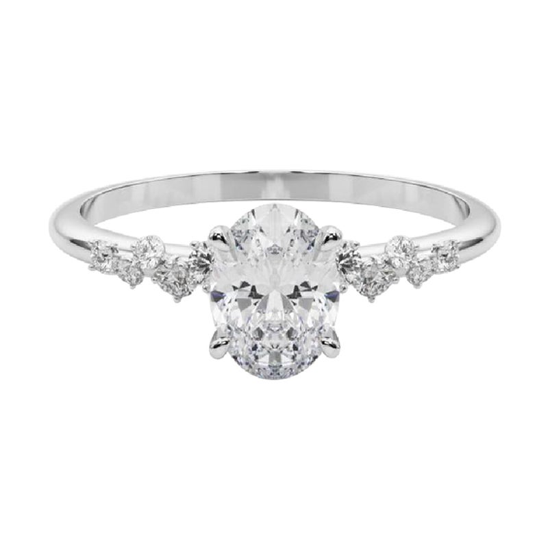 GIA 1.2 Carat Oval Cluster Trellis Solitaire  Diamond Ring For Sale