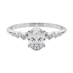 GIA 1.2 Carat Oval Cluster Trellis Solitaire  Diamond Ring