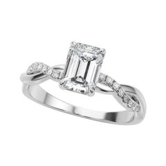 GIA 1.2 Carat Pave Entwined Nature Band Emerald  Diamond Ring