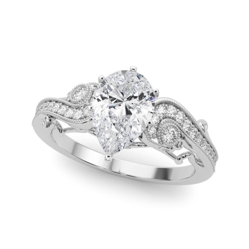 Taille poire GIA 1.2 Carat Pear Three-Stone Curved Bypass  Diamond Ring en vente