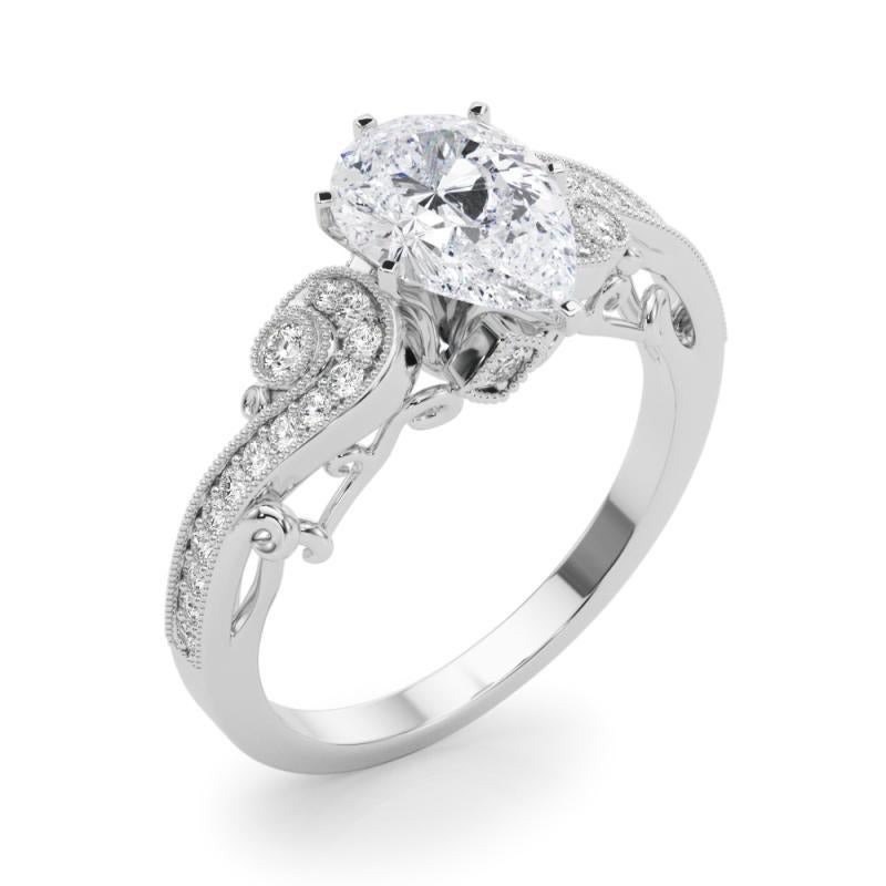 GIA 1.2 Carat Pear Three-Stone Curved Bypass  Diamond Ring Pour femmes en vente