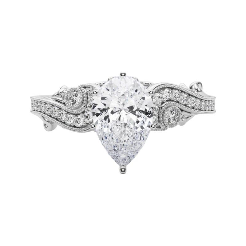 GIA 1.2 Carat Pear Three-Stone Curved Bypass  Diamond Ring