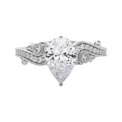 GIA 1.2 Carat Pear Three-Stone Curved Bypass  Diamond Ring