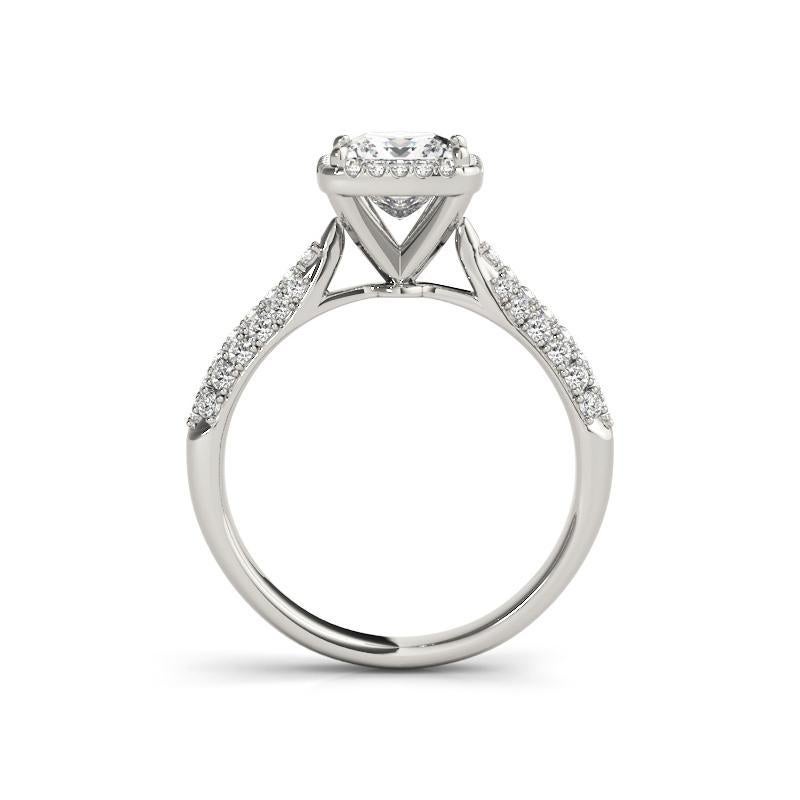 GIA 1,2 Karat Prinzessin Solitär Quadrat Halo Pave 18K Weißgold Diamantring im Zustand „Neu“ im Angebot in New York, NY