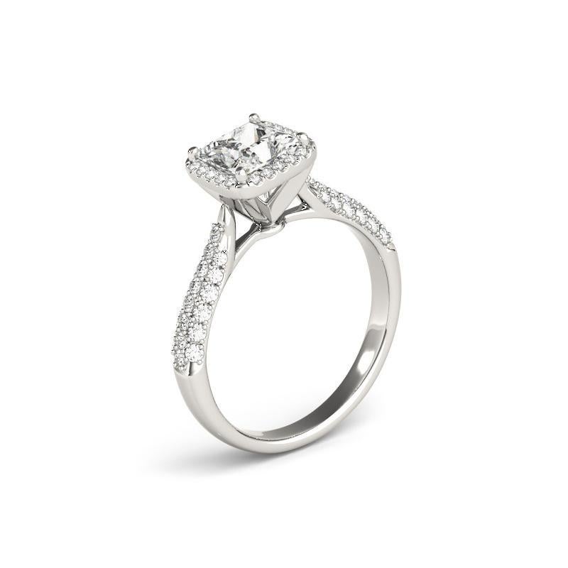 GIA 1,2 Karat Prinzessin Solitär Quadrat Halo Pave 18K Weißgold Diamantring Damen im Angebot