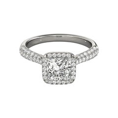 GIA 1.2 Carat Princess Solitaire Square Halo Pave 18K White Gold Diamond Ring GIA 1.2 Carat Princess Solitaire Square Halo Pave 18K White Gold Diamond Ring