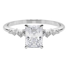 GIA 1,2 Karat Radiant Cluster Trellis Solitär 18K Weißgold Diamantring