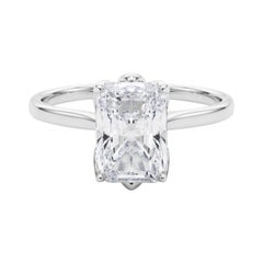 GIA 1.2 Carat Radiant Solitaire Cathedral Tulip 18K White Gold Diamond Ring