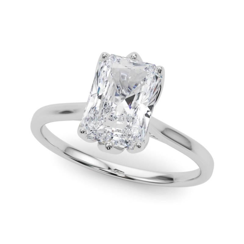 GIA 1.2 Quilates Solitario Radiante Tulipán Catedral  Anillo de diamantes Corte radiante en venta