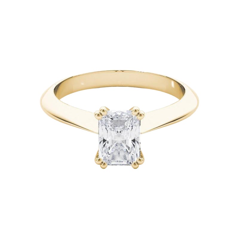 GIA 1,2 Carati Radiante Solitario Tulipano Cattedrale Anello di Diamanti in Oro Giallo 18K