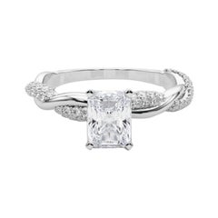GIA 1,2 Carati Radiant Twisted Pave Braided Band Oro bianco 18K Diamanti