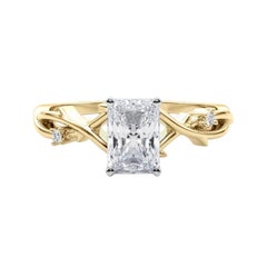 GIA 1,2 Carati Radiant Vine Band Anello con diamanti in oro giallo 18K ispirato alla Nature