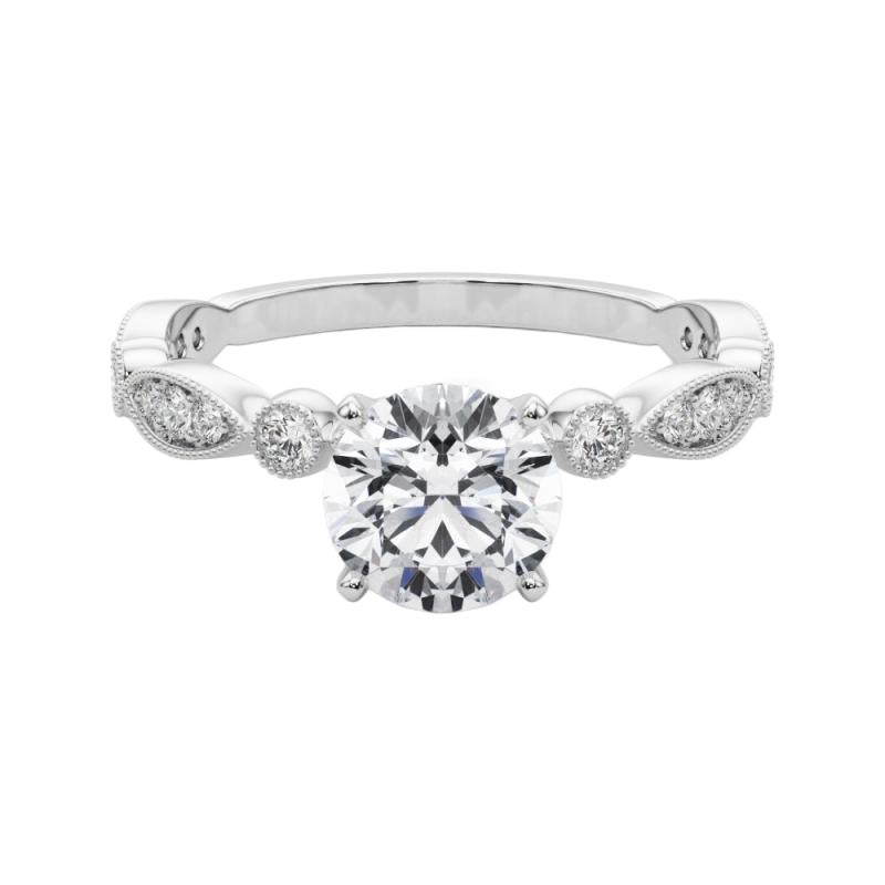 GIA 1.2 Carat Round Brilliante & Marquise Vintage 18K White Gold Diamond Ring