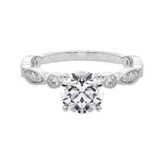 GIA 1,2 Karat Runder Brillant & Marquise Vintage 18K Weißgold Diamantring