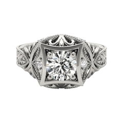GIA Diamante rotondo da 1,2 carati con incisione Tropical  Anello con diamante