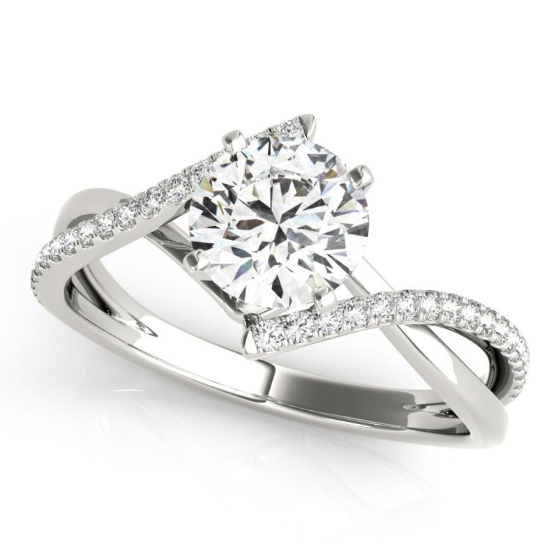 Taglio rotondo GIA 1,2 Carati Rotondo a doppia fascia Bypass Swirl Anello con diamanti in oro bianco 18 carati in vendita