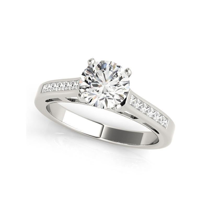 GIA 1.2 Carat Round & Princess Channel Solitaire  Diamond Ring