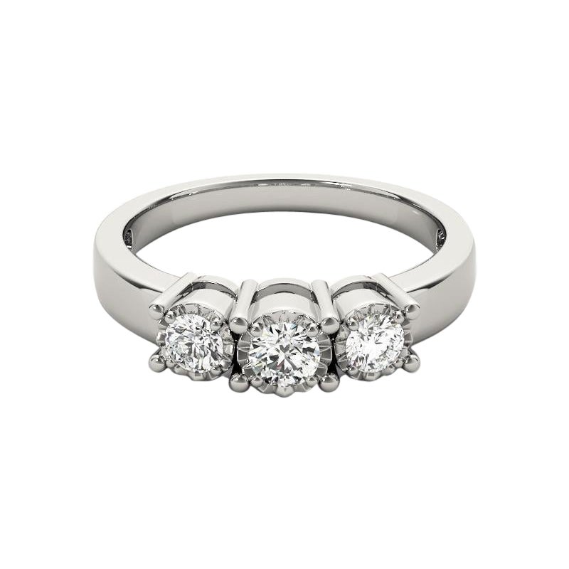 GIA 1,2 Carati Tondo a Tre Pietre Miracoloso Lunetta  Anello con diamante