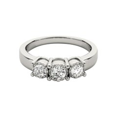 GIA 1,2 Carati Tondo a Tre Pietre Miracoloso Lunetta  Anello con diamante