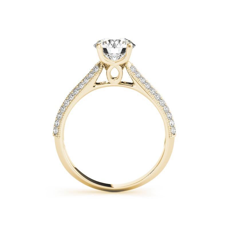 Taglio rotondo GIA Anello con diamante tondo Tulip Infinity Cathedral in oro giallo 18K da 1,2 carati in vendita