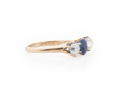 GIA 1.20 Carat Art Deco Diamond 14 Karat Yellow Gold Sapphire Engagement Ring