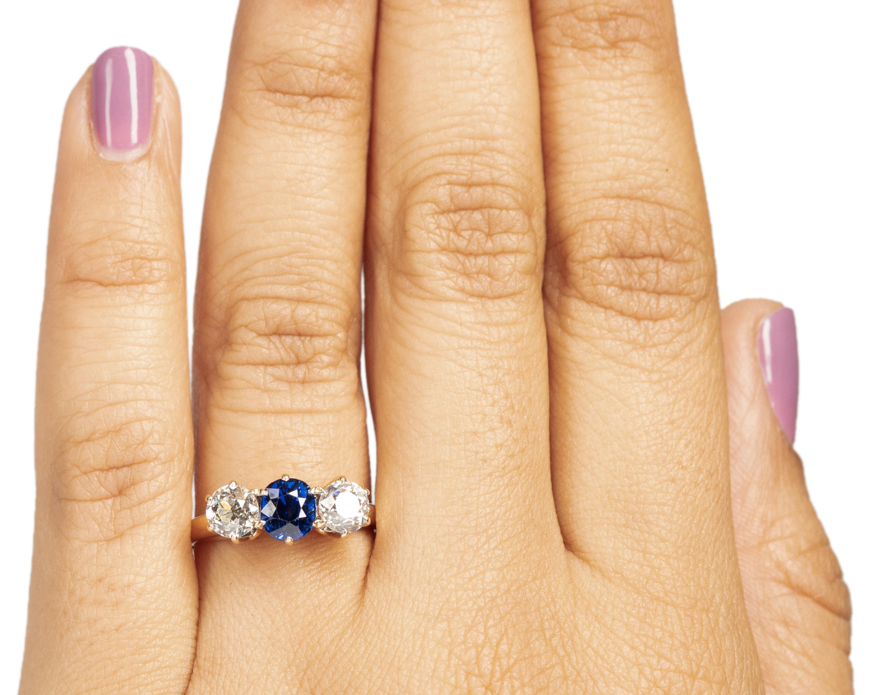 GIA 1.20 Carat Art Deco Diamond 14 Karat Yellow Gold Sapphire Engagement Ring For Sale 1