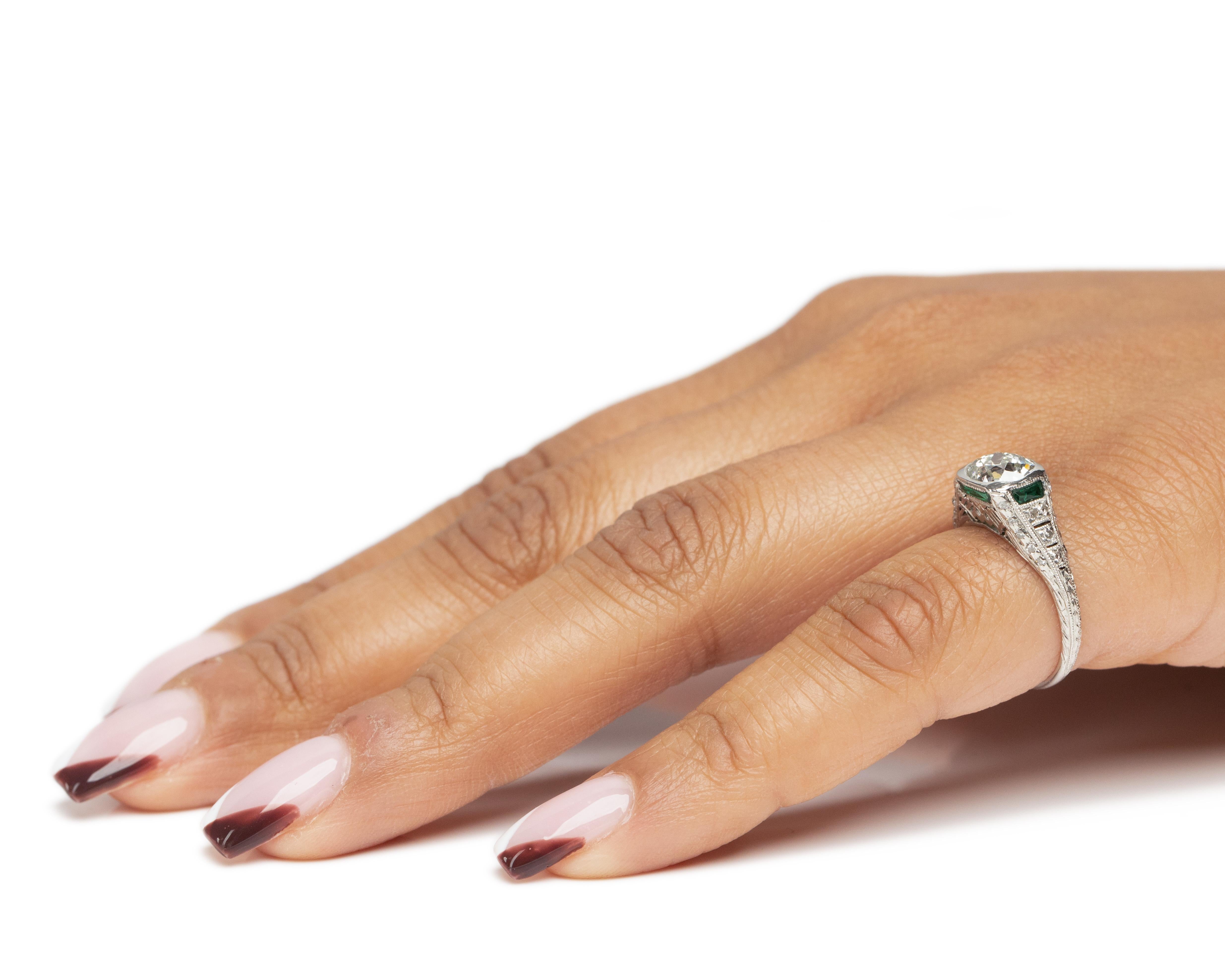 Women's GIA 1.20 Carat Art Deco Diamond Platinum Engagement Ring For Sale