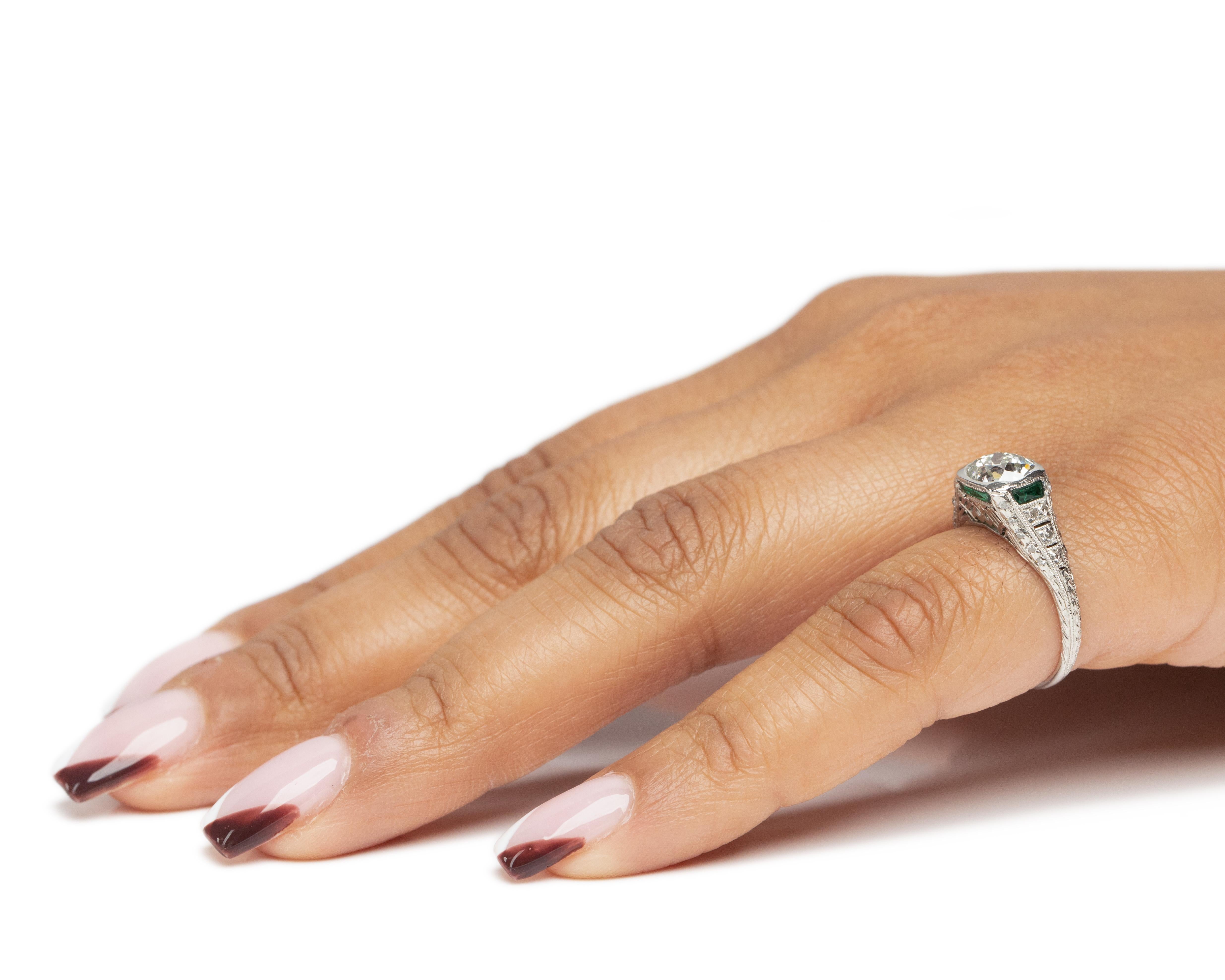 GIA 1,20 Karat Art Deco Diamant Platin Verlobungsring im Angebot 1