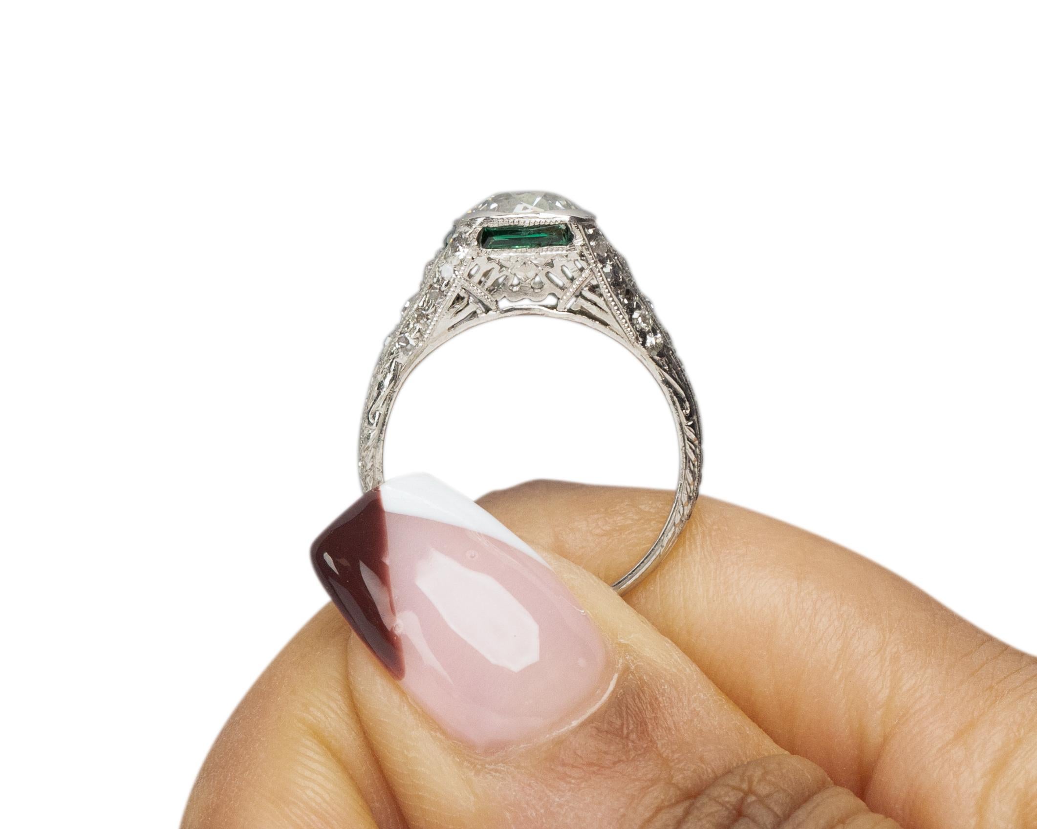 GIA 1.20 Carat Art Deco Diamond Platinum Engagement Ring For Sale 1