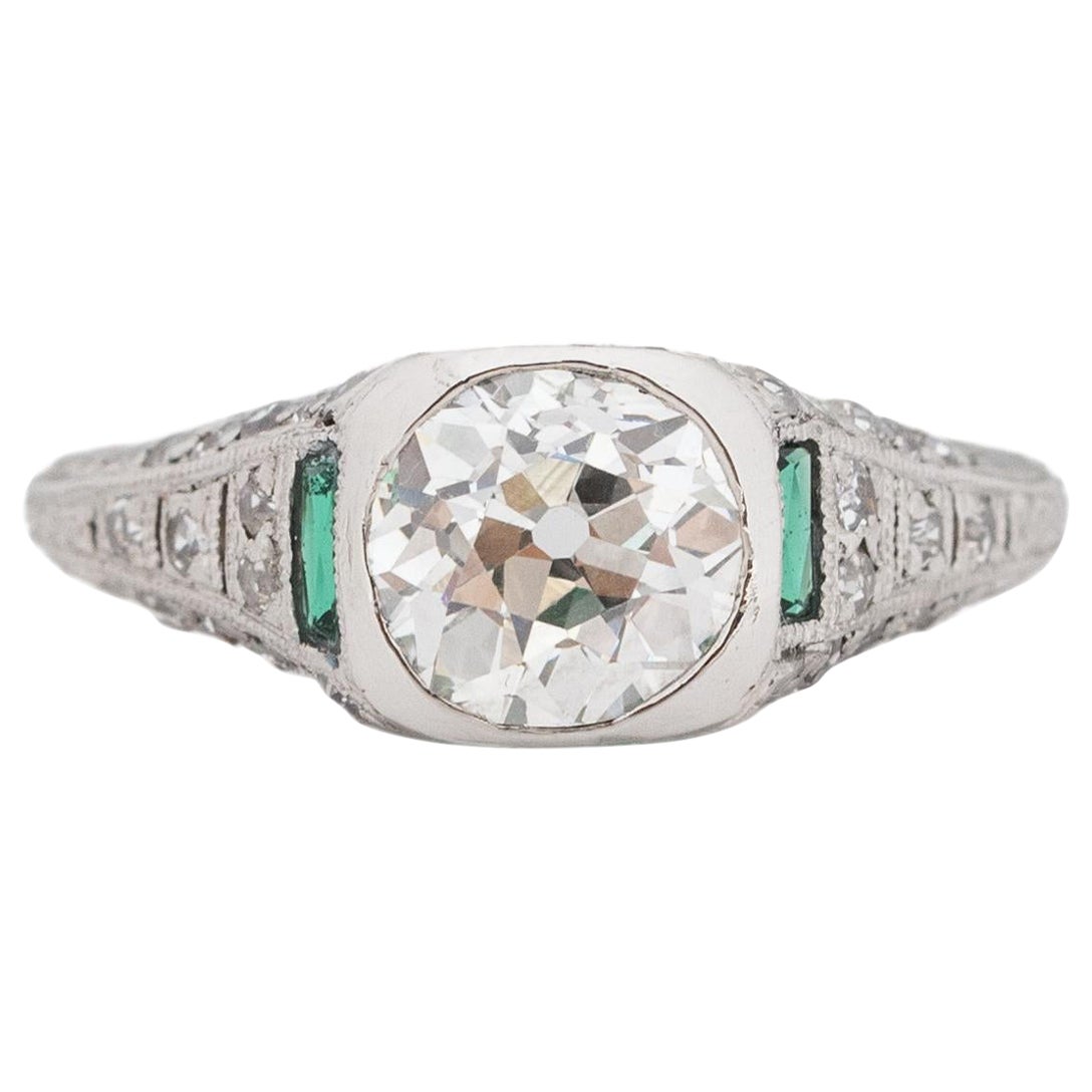 Bague de fiançailles Art déco en platine avec diamants de 1,20 carat certifiés GIA en vente