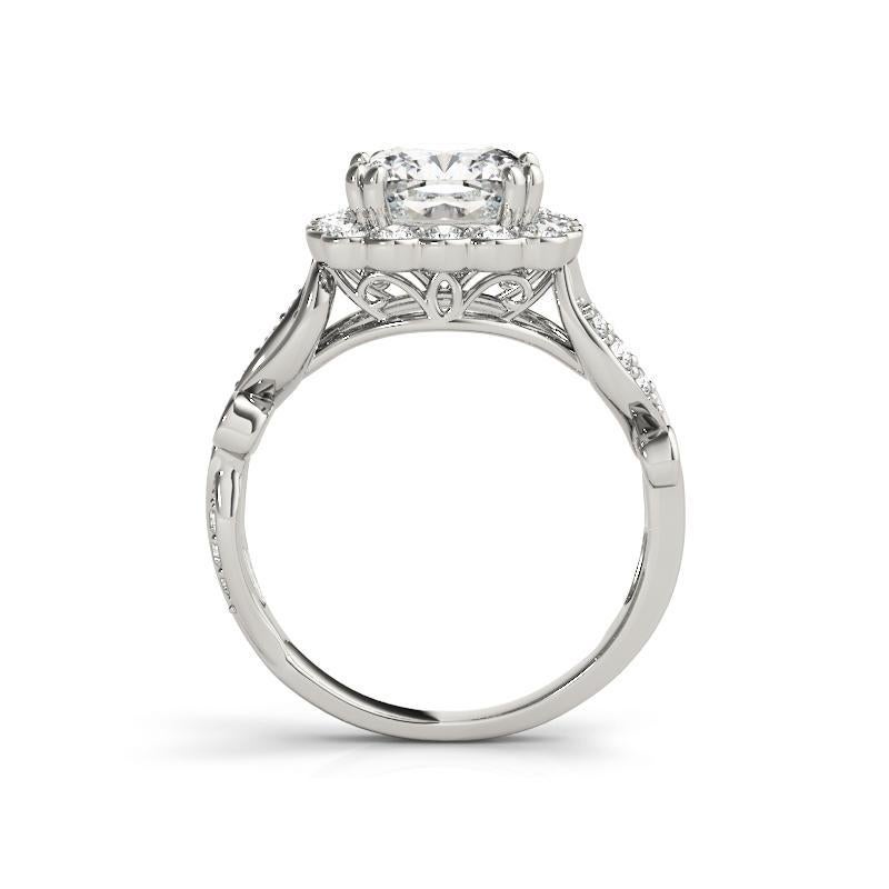 Taglio cuscino GIA 1,20 Carati Cuscino Quadrato Halo Vintage Vine  Anello con diamante in vendita