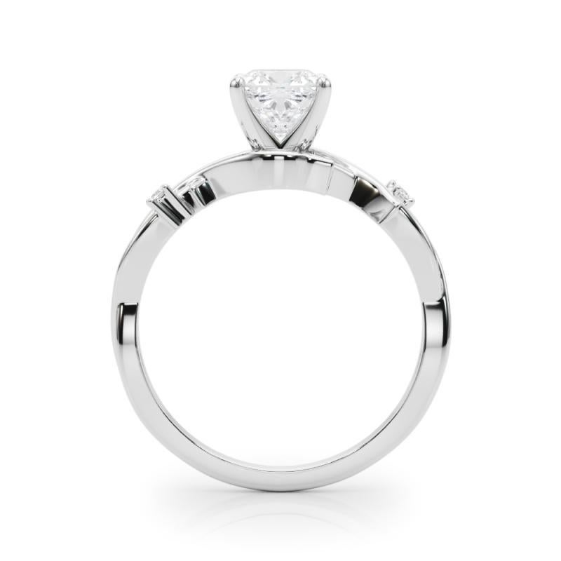 GIA 1,20 Carat Cushion Vine Band Nature Inspired 18K White Gold Diamond Ring In condizioni Nuovo in vendita a New York, NY