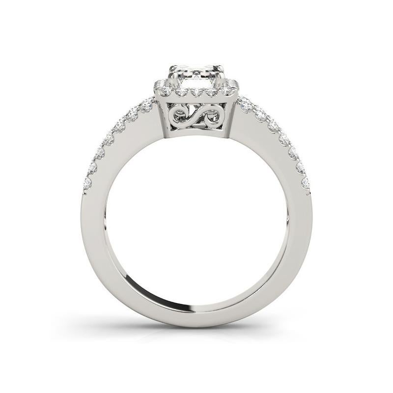 GIA 1,20 Karat Halo Radiant Filigran Split Shank 18K Weißgold Diamantring Damen im Angebot