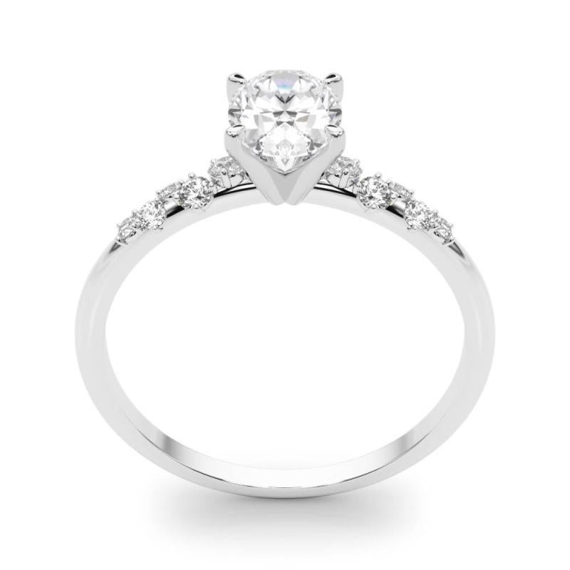 GIA 1,20 Carati Oval Cluster Trellis Solitaire Anello di diamanti in oro bianco 18K In condizioni Nuovo in vendita a New York, NY