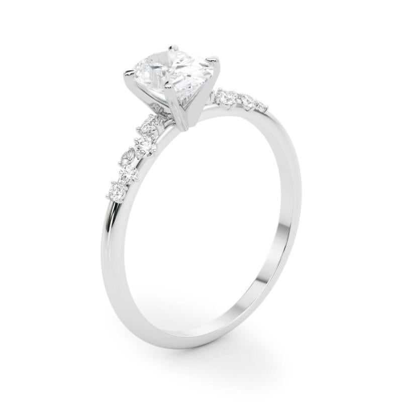 Donna GIA 1,20 Carati Oval Cluster Trellis Solitaire Anello di diamanti in oro bianco 18K in vendita