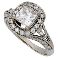 GIA Bague de fiançailles en or blanc 18 carats diamant taille princesse de 1,20 carat