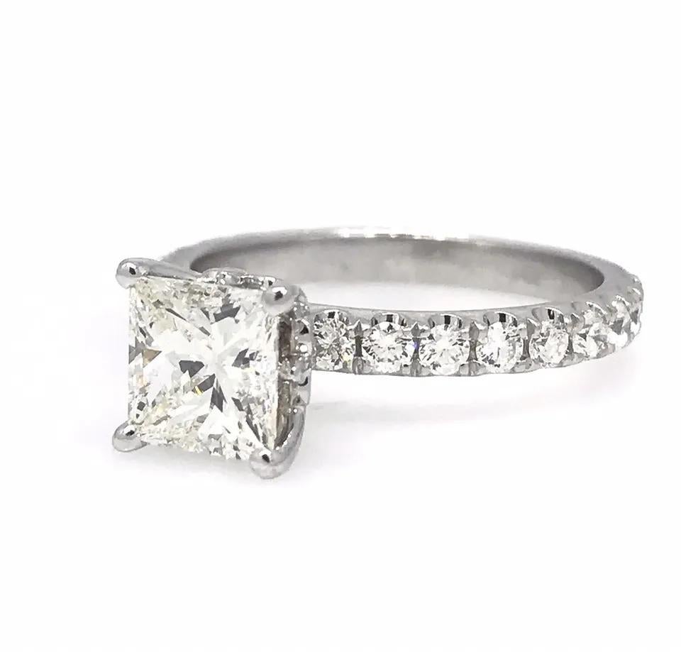 GIA 1.20 carat Princess Cut Diamond J-SI1 in 18k White Gold Diamond Ring For Sale 1