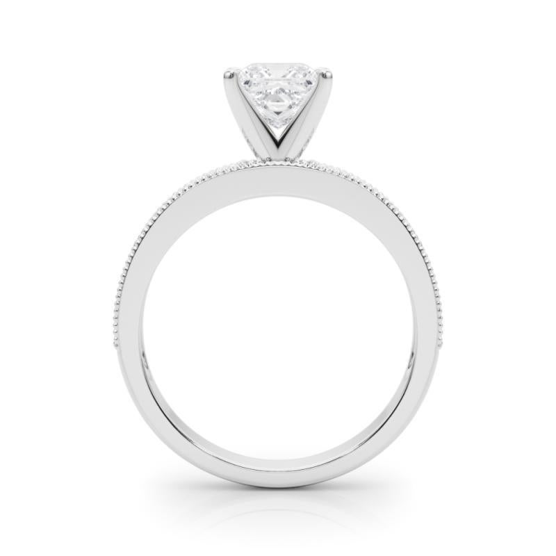 GIA 1.20 Carat Princesse Vintage Milgrain Channel Bague diamant en or blanc 18K Neuf - En vente à New York, NY
