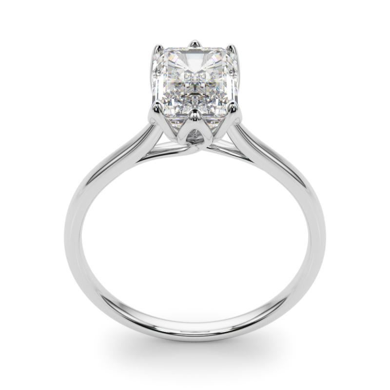 GIA 1,20 Karat Radiant Solitär Kathedrale Tulpe 18K Weißgold Diamantring Damen im Angebot