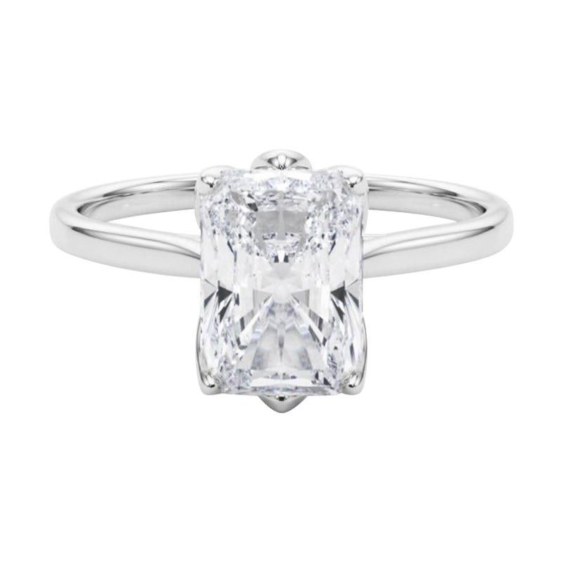 GIA 1,20 Karat Radiant Solitär Kathedrale Tulpe 18K Weißgold Diamantring