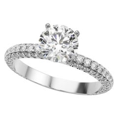 GIA 1.20 Carat Round Multi-Row Pave & Solitaire  Diamond Ring
