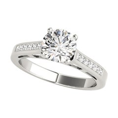GIA 1.20 Carat Round & Princess Channel Solitaire 18K White Gold Diamond Ring