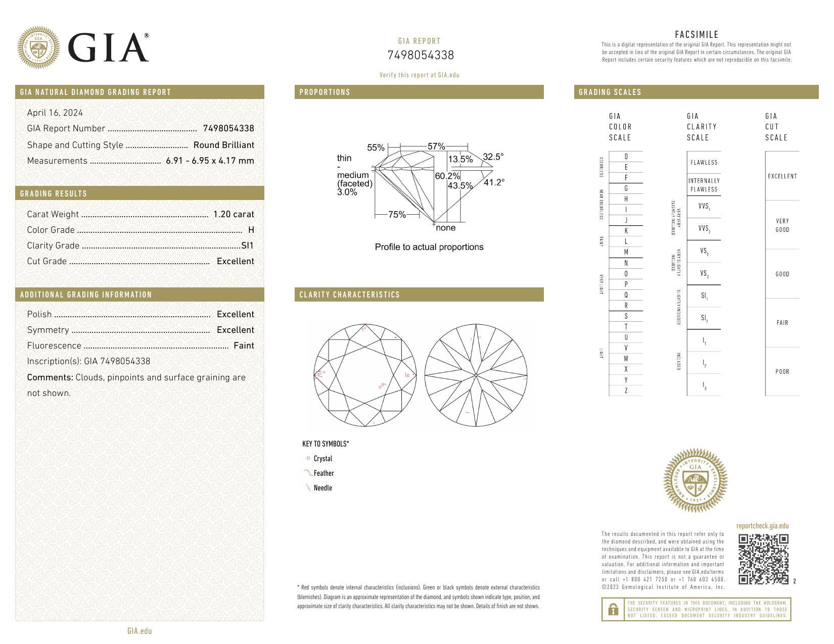 Taille ronde GIA 1.20 Carat Round Solitaire Crown Tulip 18K Yellow Gold Diamond Ring