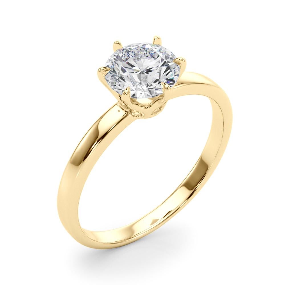  GIA 1.20 Carat Round Solitaire Crown Tulip 18K Yellow Gold Diamond Ring Pour femmes 