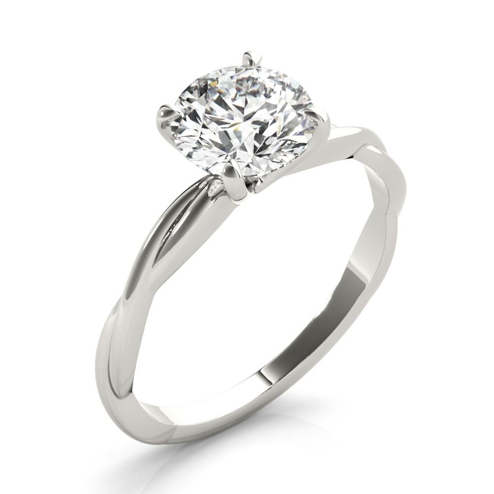 Donna GIA 1,20 Carati Solitario Rotondo a Vite Contorte in Oro Bianco 18K Anello di Diamanti