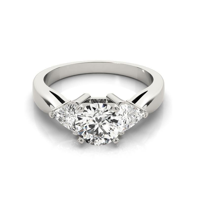 GIA 1.20 Carat Round Trillion Cut Three-Stone Diamond Ring 18K White Gold (bague à trois pierres en or blanc)